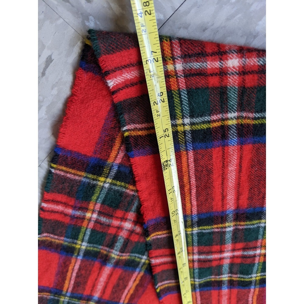 Vtg. Old England Paris Cashmere Wool Scarf Made in Scotland Stewart Red Tartan - Picture 5 of 6